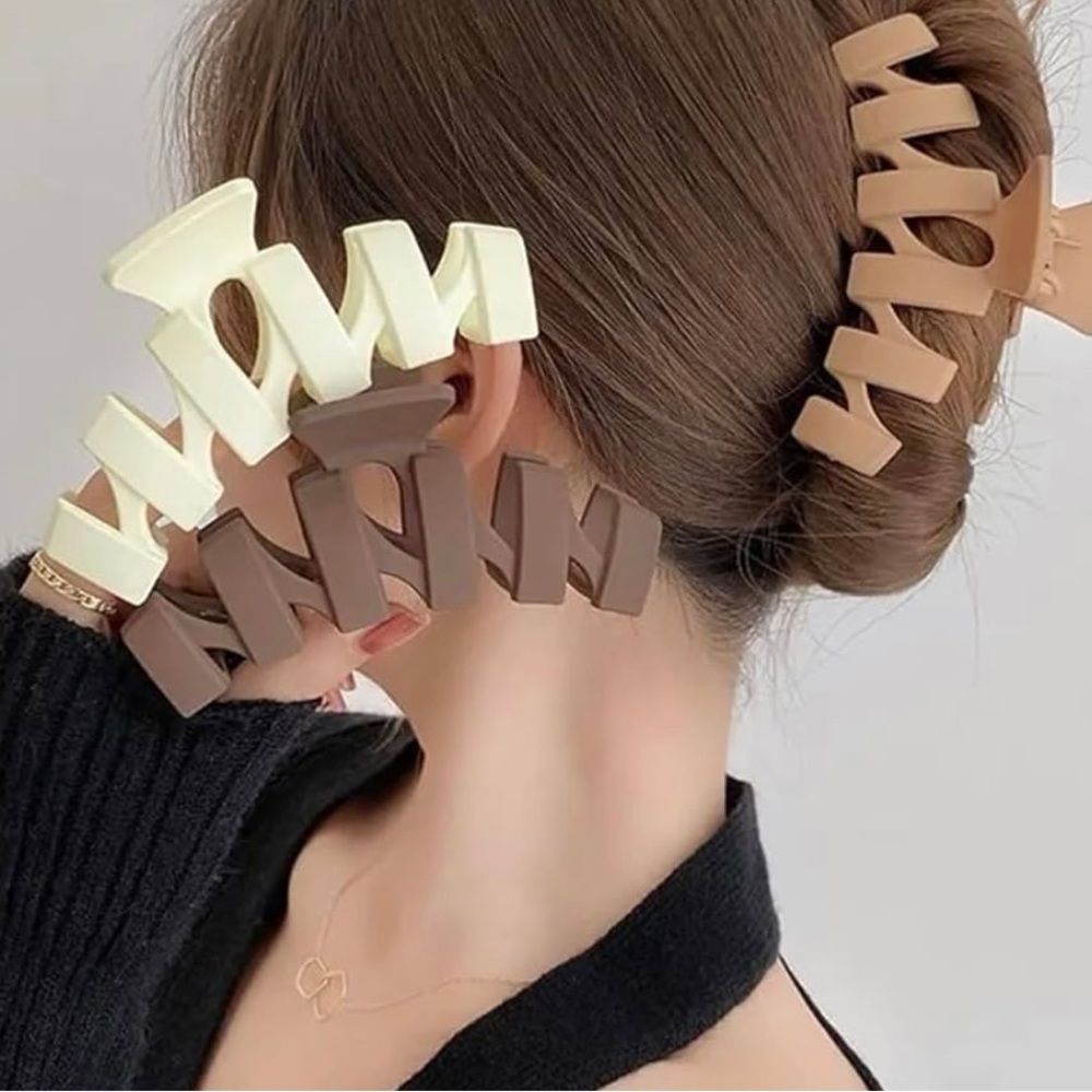 Neutral Hair clips pack of 3, black,white & brown